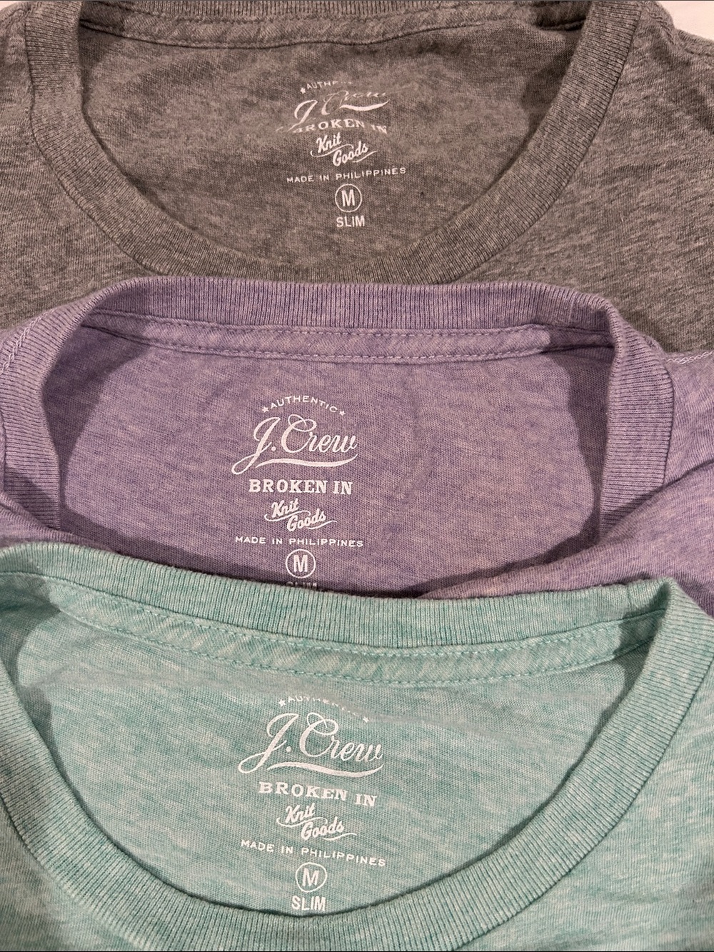 J. Crew Men's Short Sleeve Crewneck Tees — Gray, Lavender, Mint(M)